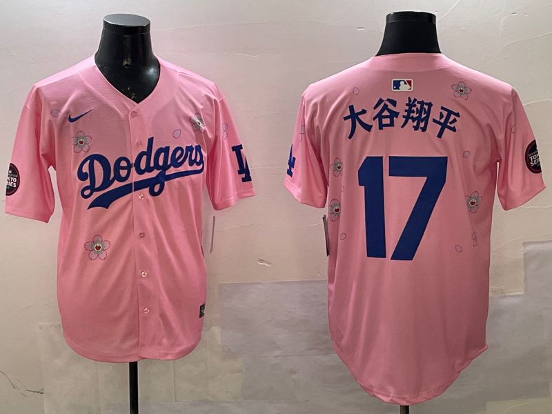 Men Los Angeles Dodgers #17 Ohtani Pink Sakura Edition 2025 Nike MLB Jersey style 1->los angeles dodgers->MLB Jersey